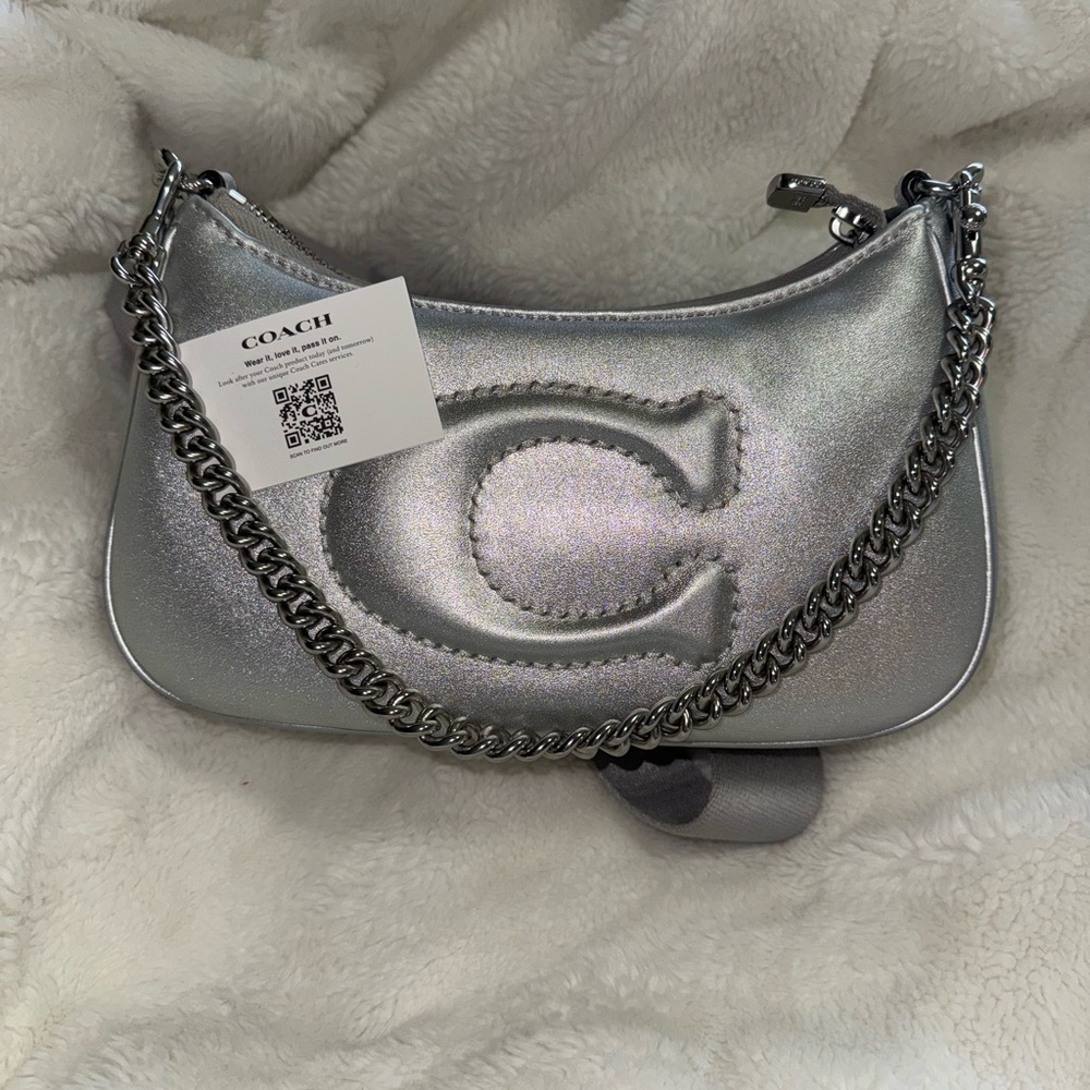 Coach Shimmering Silver Leather bag